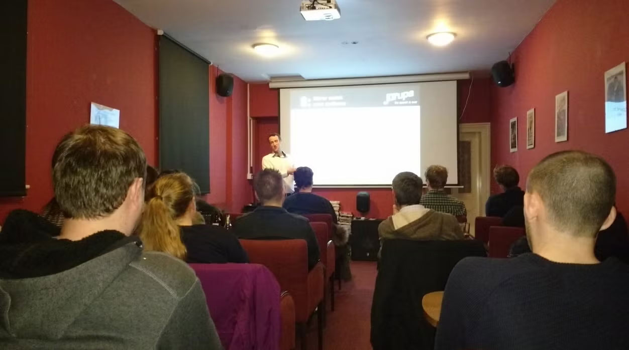 Aaron Davies presenting at The Park Tavern