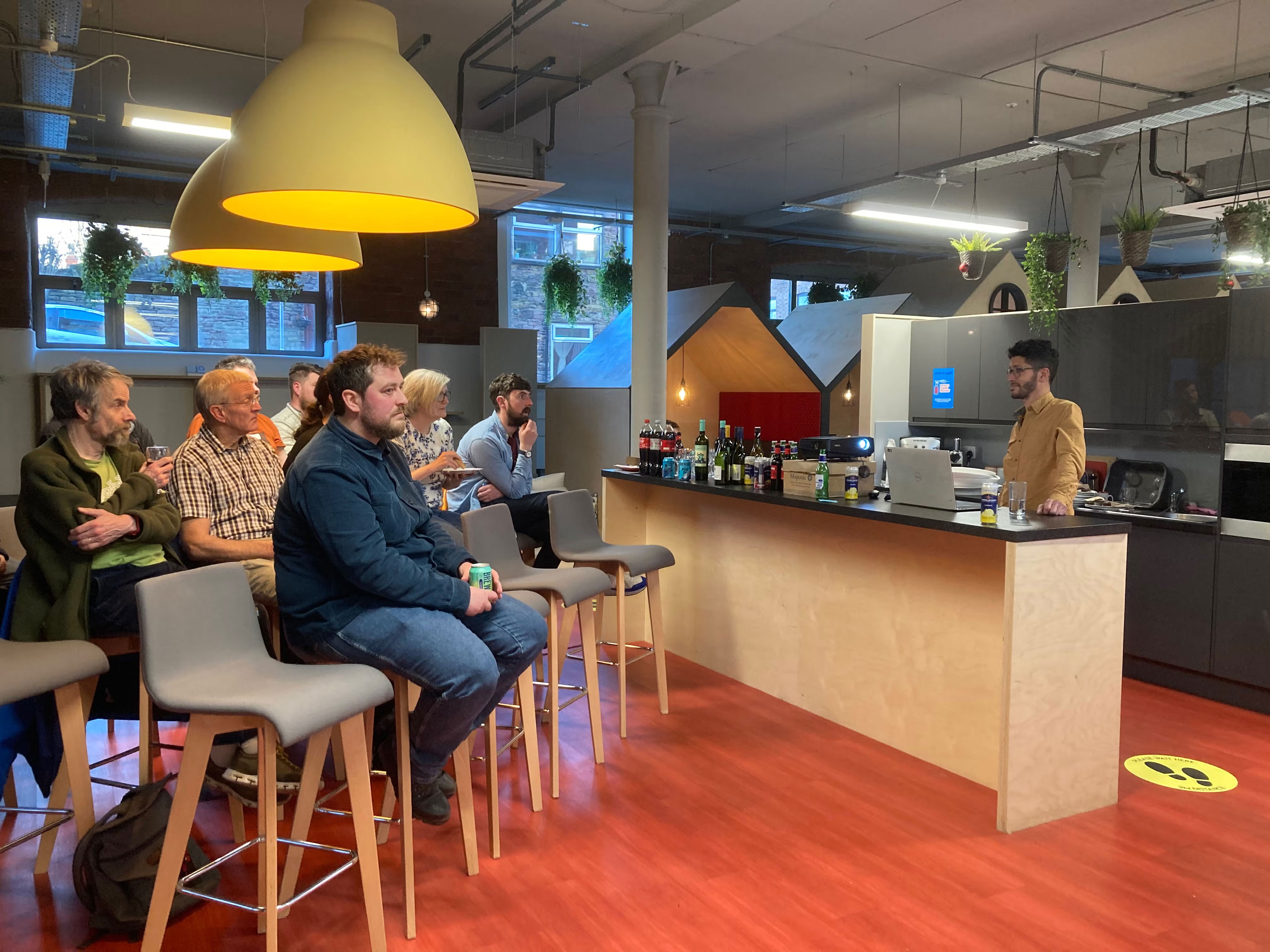 Front view, Dan presenting at Nexer Digital, Macclesfield