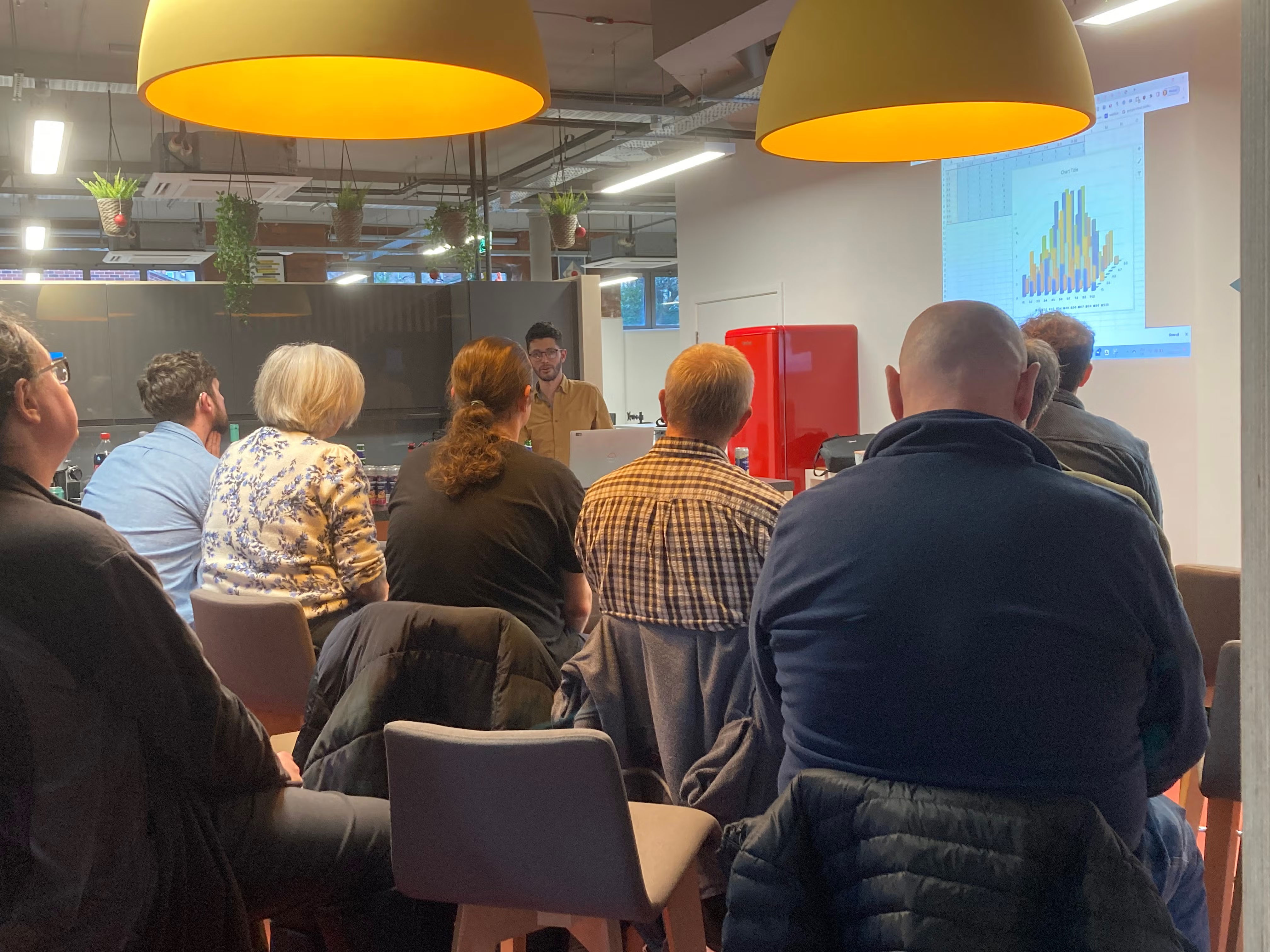 Audience watching Dan presenting at Nexer Digital, Macclesfield