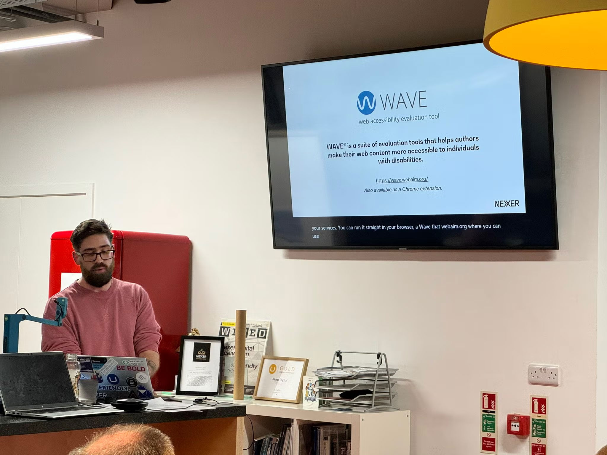 Danny Lancaster presenting - close up