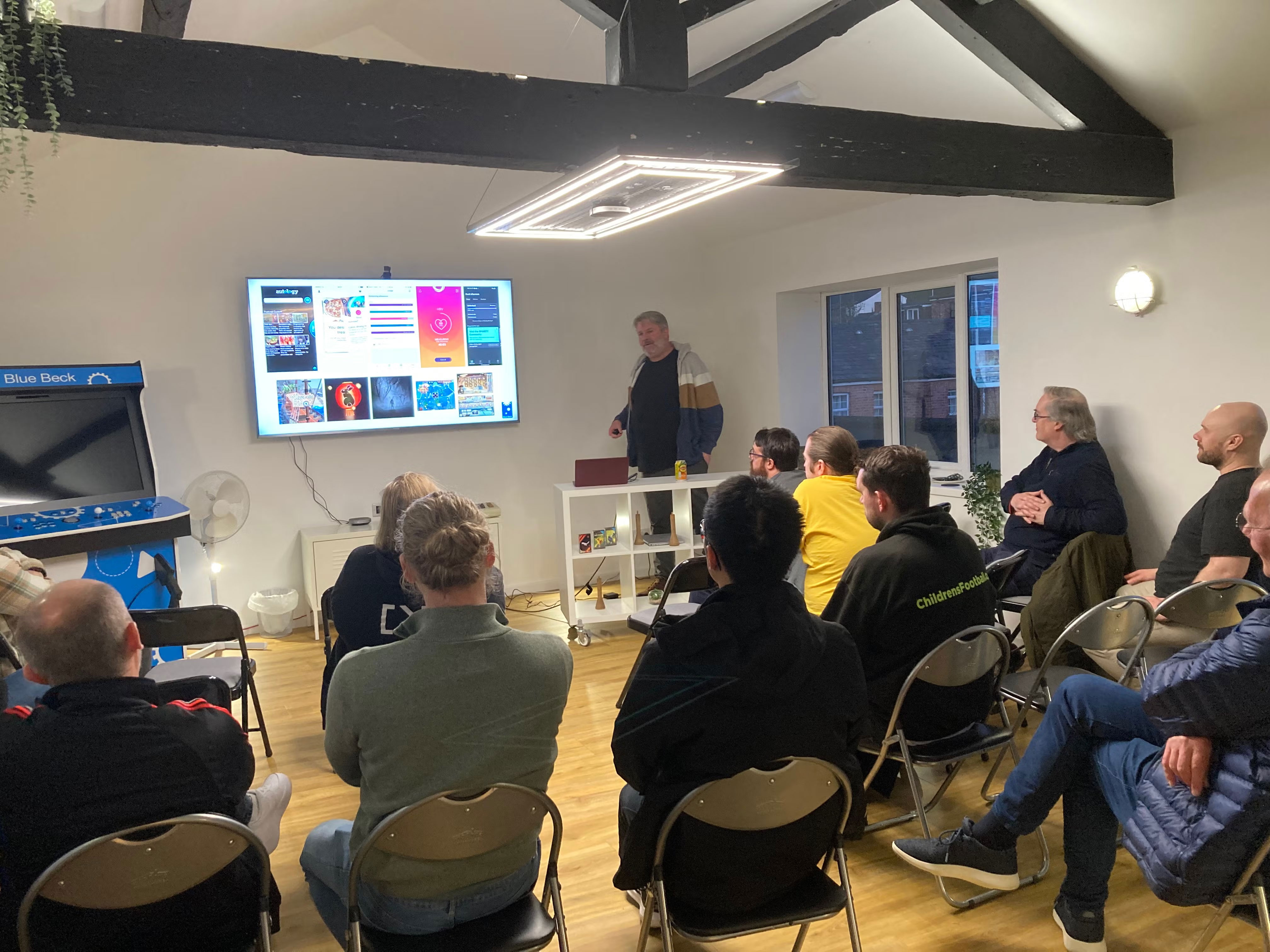 Pete Scott showing some of the past work at Blue Beck