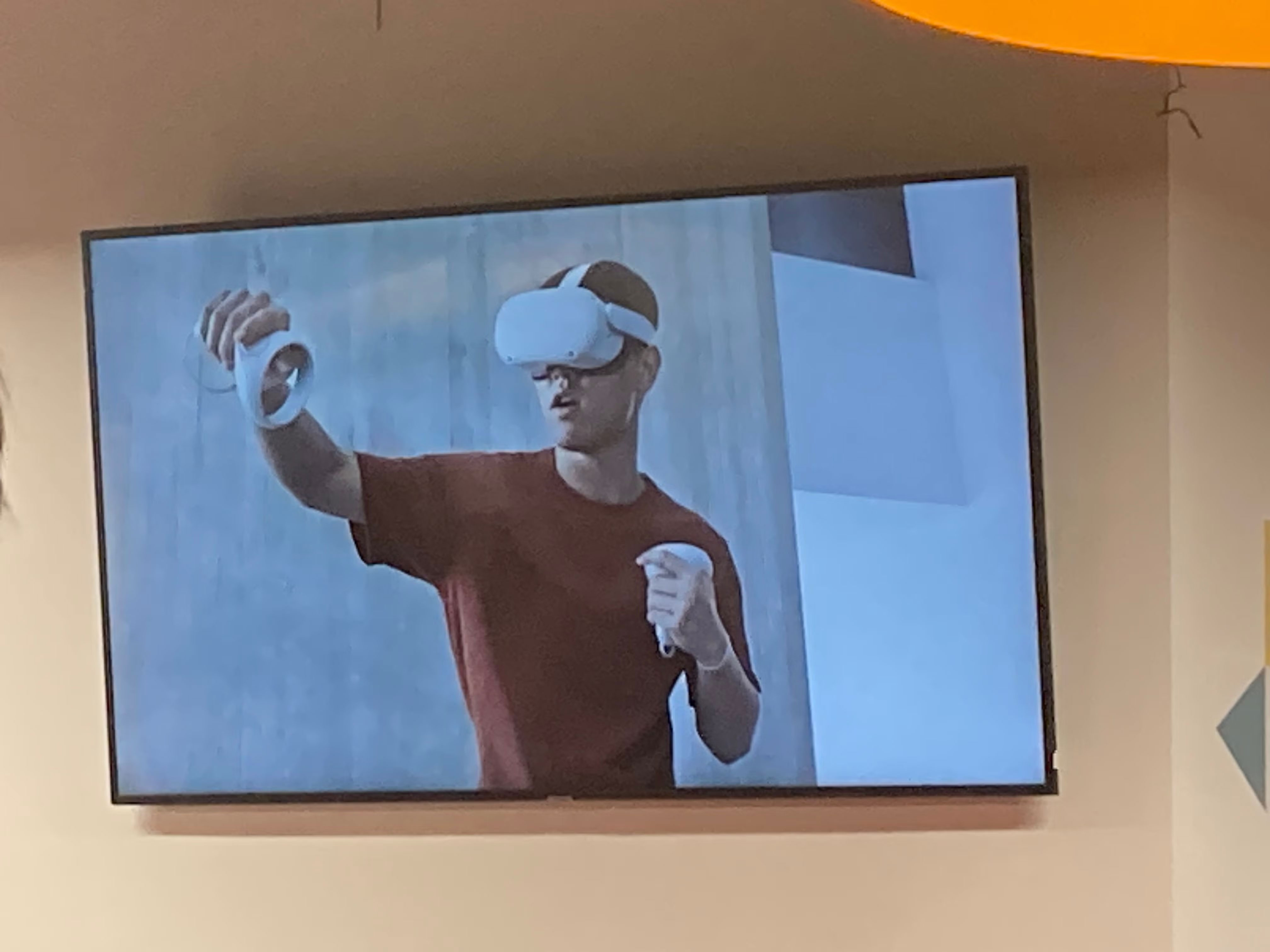 Screen showing a mockup of a user wearing a headset