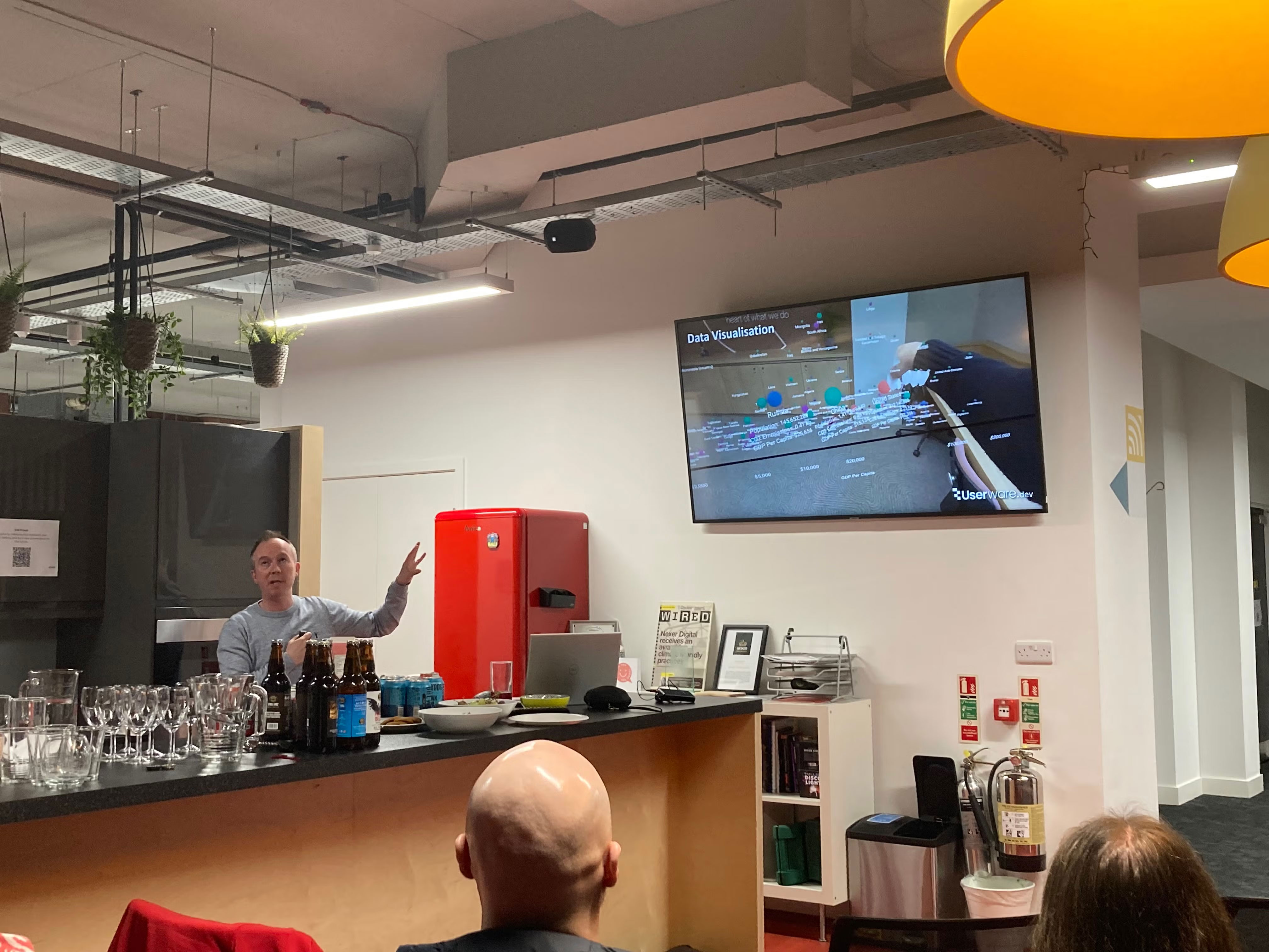 Lee Englestone explaining his Data Visualisation slide