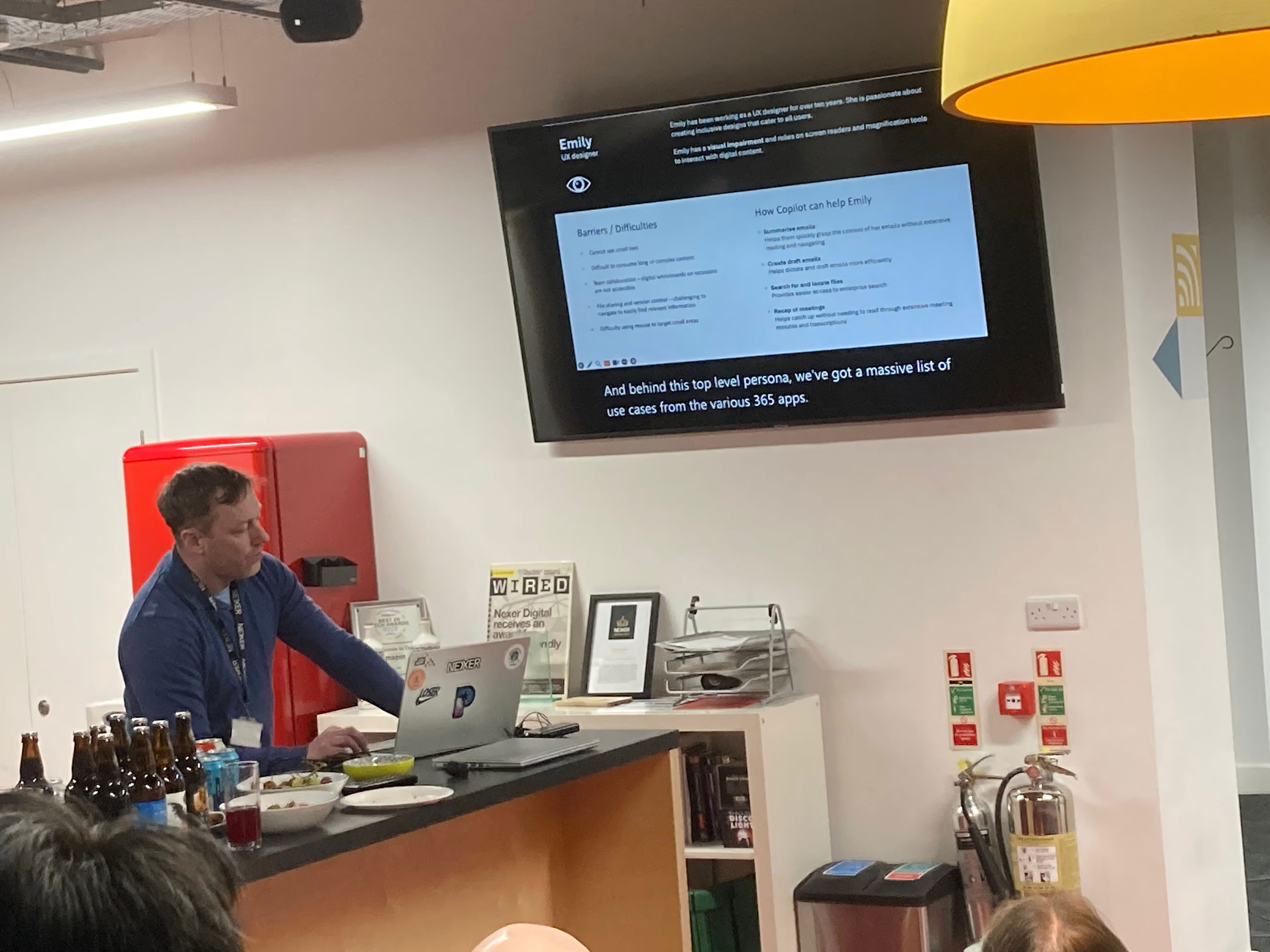 Lee Valentine at his laptop, during his presentation.