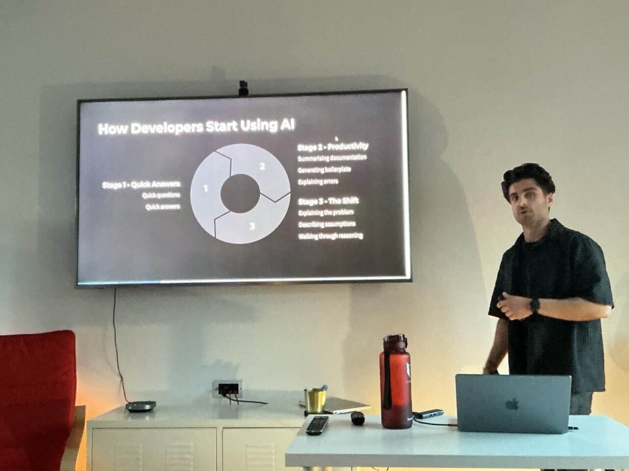 Zahed elaborating on a slide